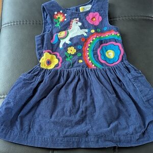 Mini Boden Navy Dress with Colorful Embroidery